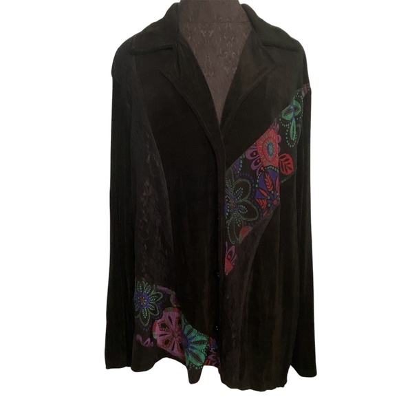 Choices Plus Size Retro Black Blouse - Picture 1 of 10